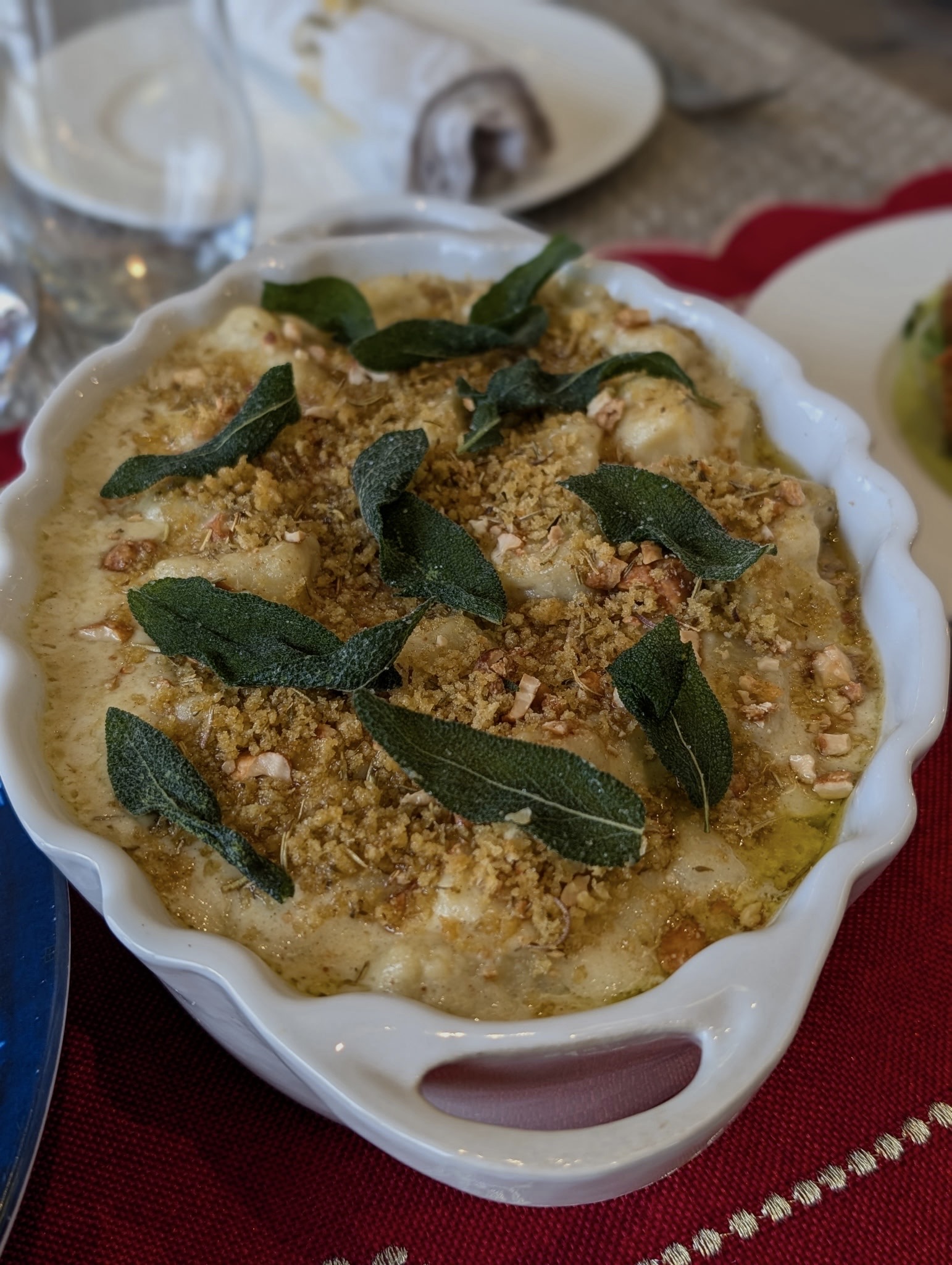 Sage butter ravioli with crispy sage leaves